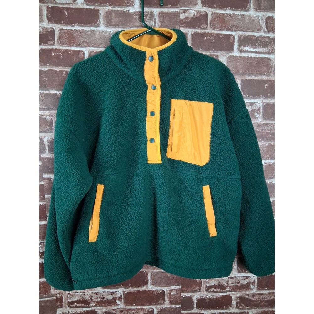 Womens Oversized Green Fleece Cozy Sweatshirt WILO THE LABEL Small Pullover